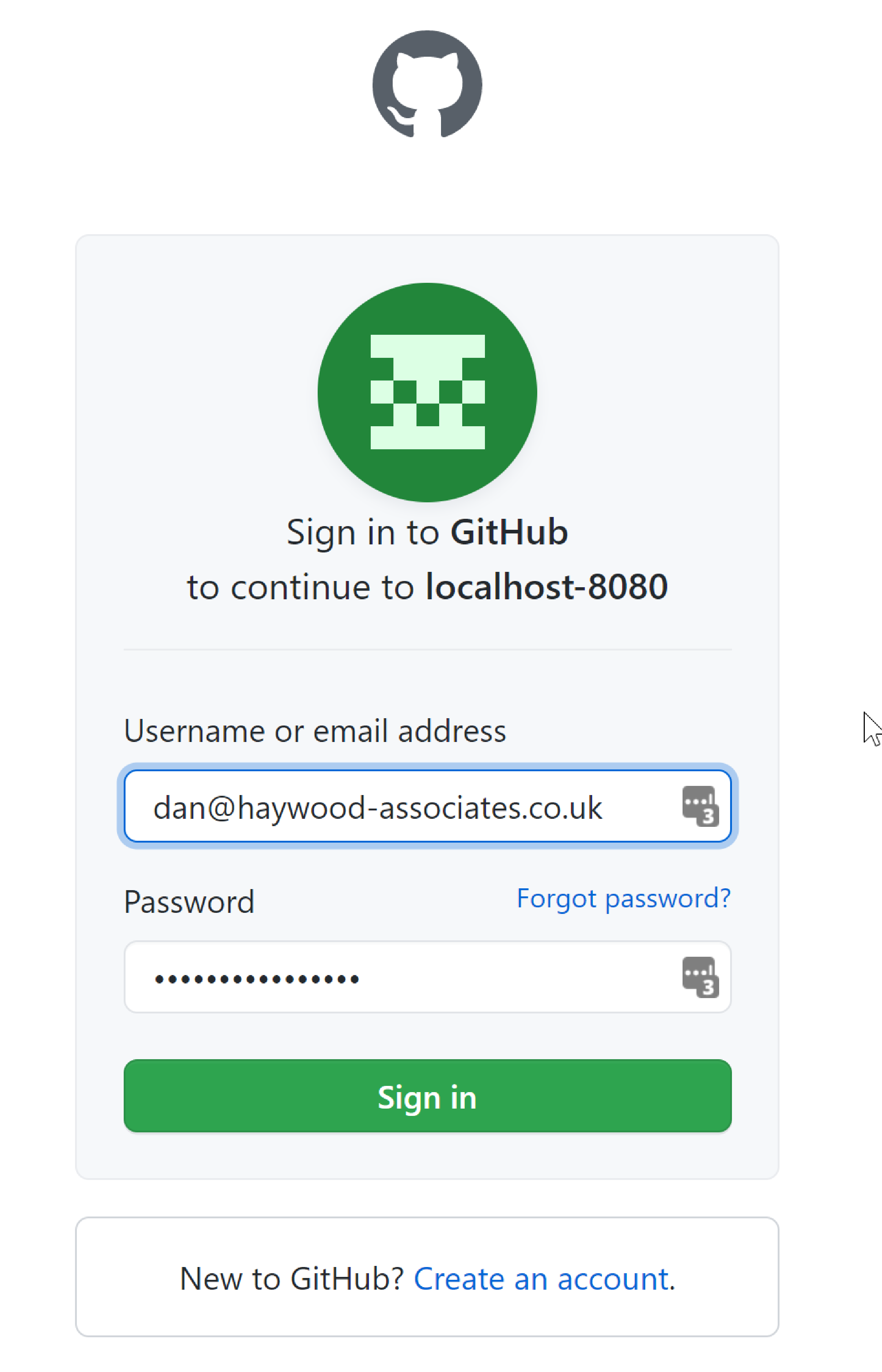 github login page