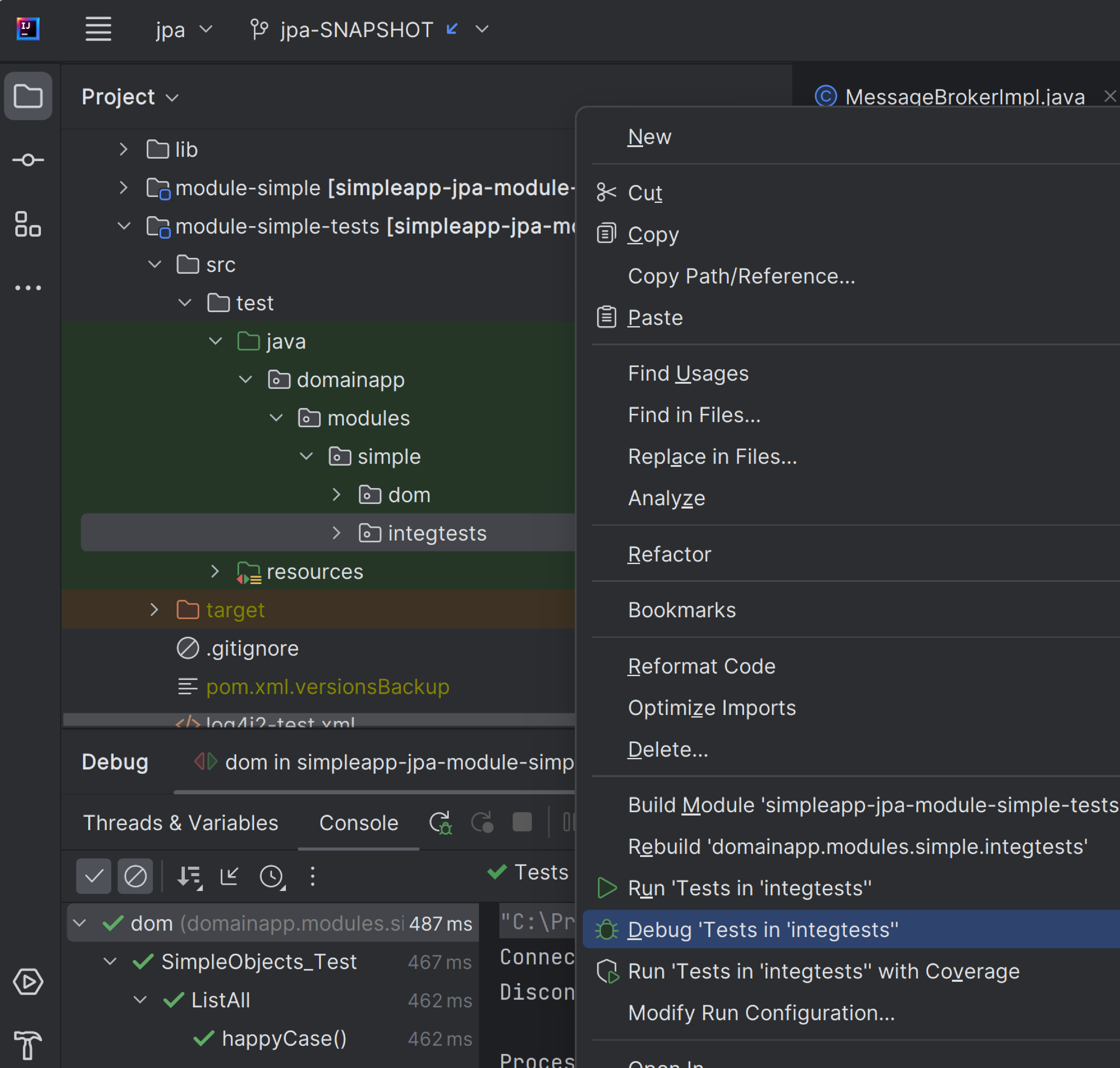 045 running integ tests