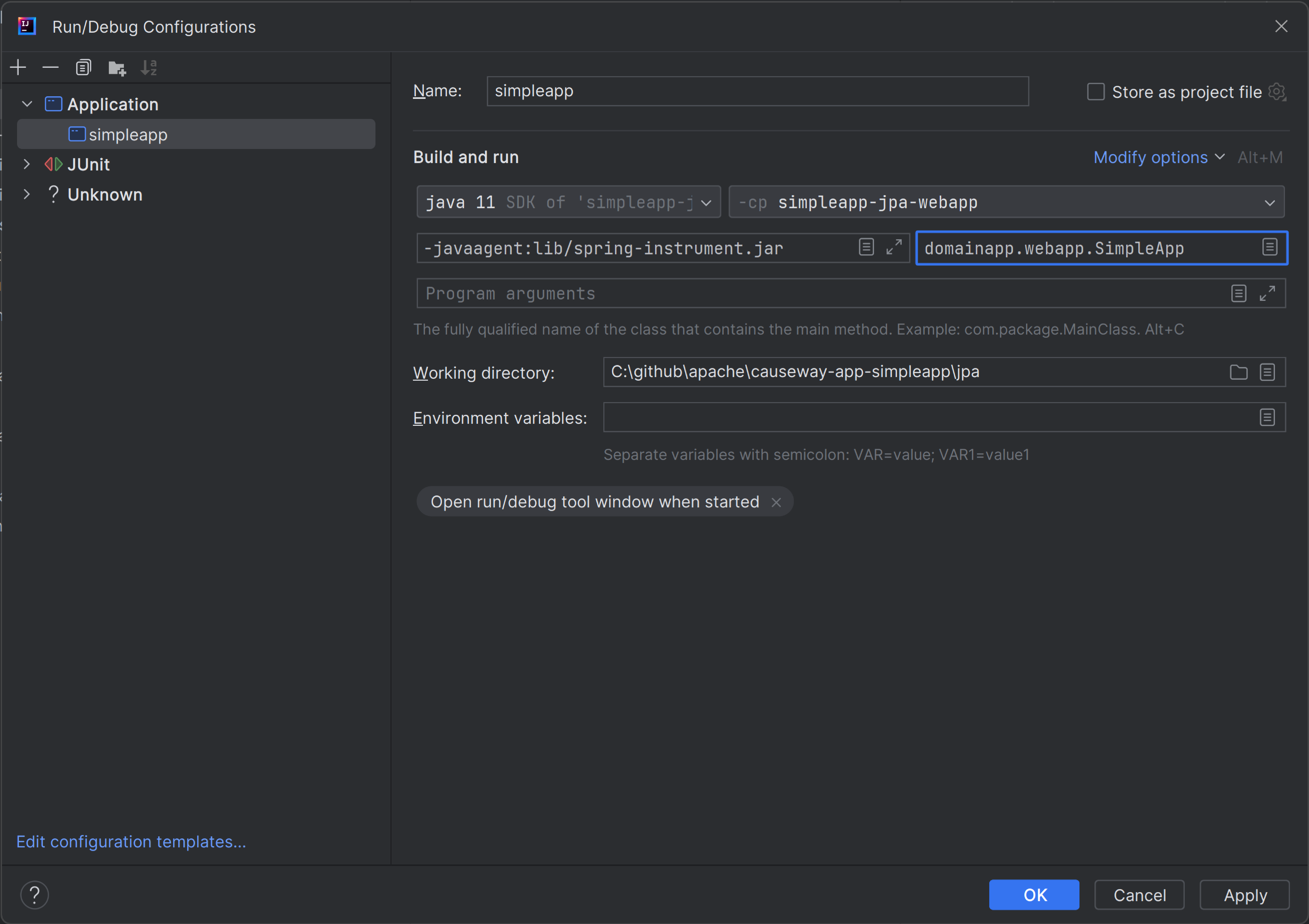 012 run configuration jpa