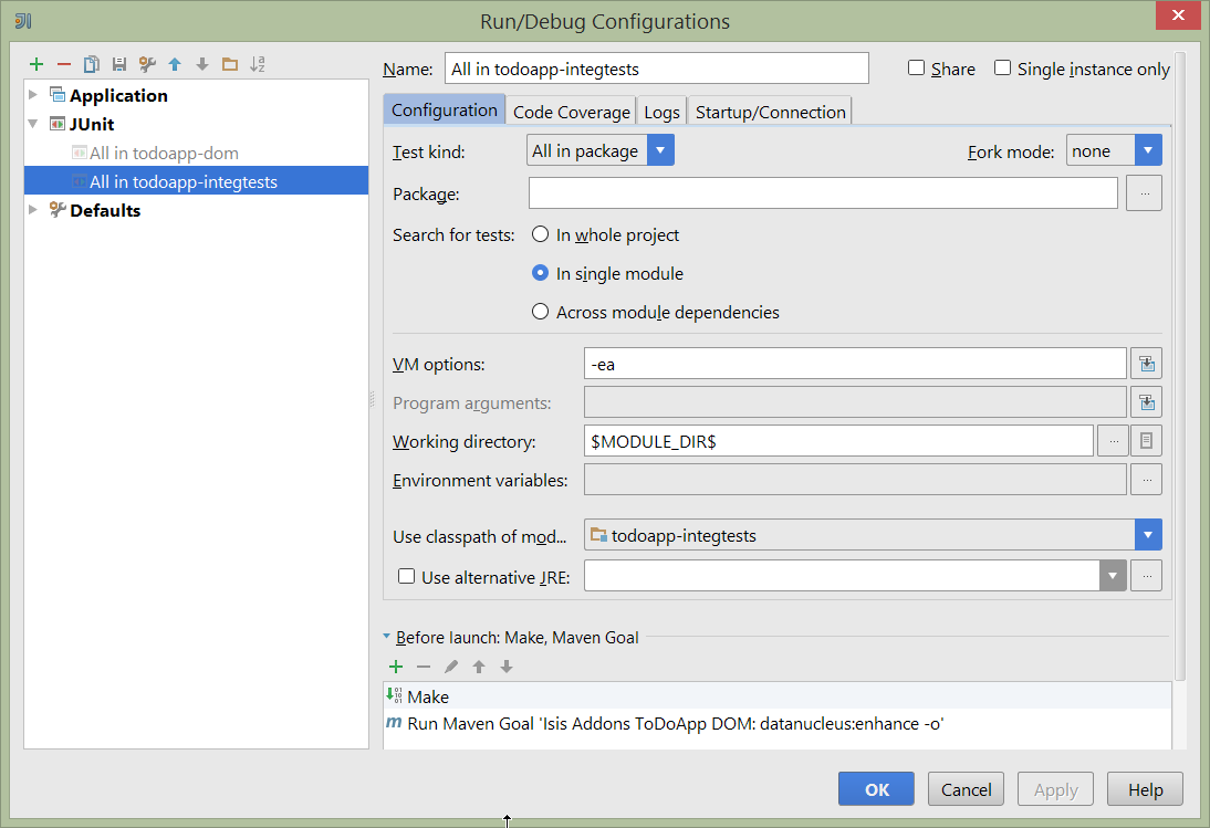 050 running integration tests run configuration